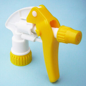 SNXT 124 industrial trigger sprayer for chemicals and solvents, chemical resistant plastic finish in white and yellow