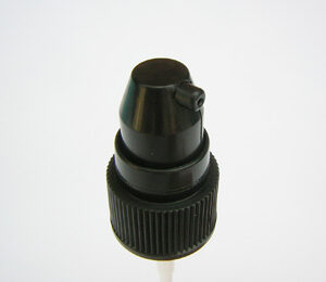 SNXC0201 ScopeNext personal care and cosmetic pump head with tube extending below in a black plastic.